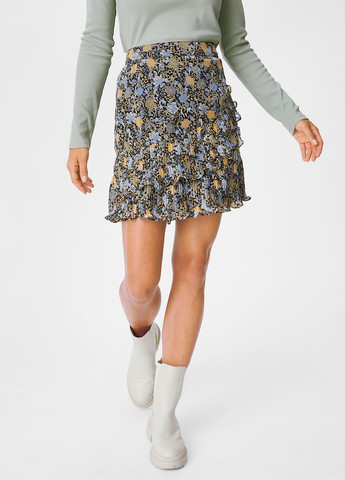Разноцветная кэжуал цветочной расцветки юбка C&A клешированная