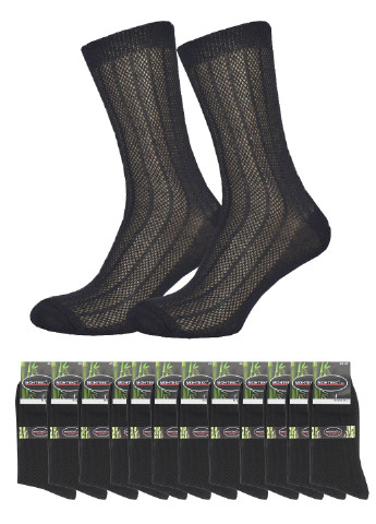 Летние мужские носки с сеткой (12 пар) Монтекс однотонные чёрные повседневные