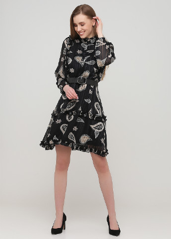 Чорна кежуал плаття, сукня плісована, кльош Lighter collection турецькі огірки