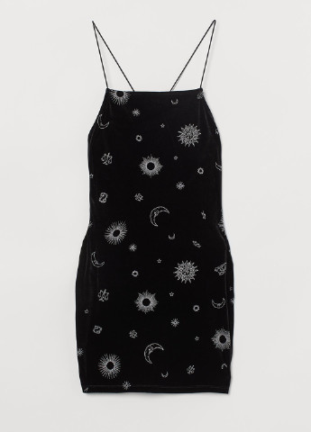 Чорна коктейльна плаття, сукня H&M космос