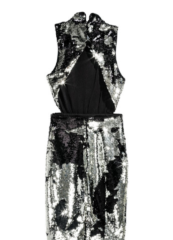 Серебряное вечернее платье с пайетками H&M однотонное