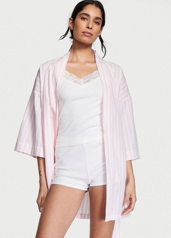 Розовый демисезонный комплект (халат, майка, шорты) Victoria's Secret