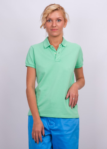Женская салатовая футболка поло Ralph Lauren однотонная