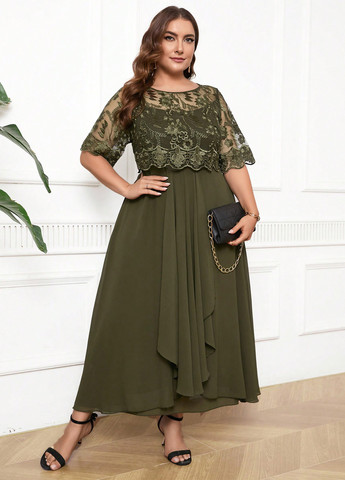 Зелена кежуал сукня а-силует SHEIN однотонна