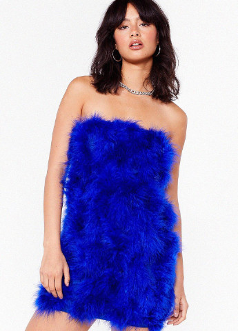Индиго коктейльное платье футляр Boohoo однотонное