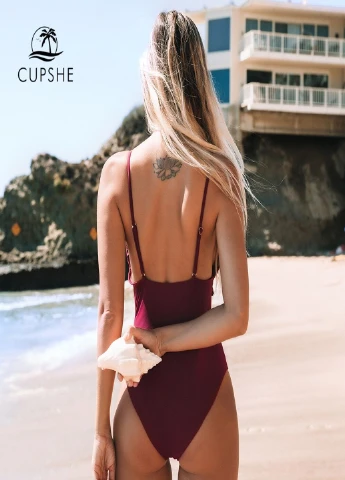 Бордовий літній купальник CUPSHE