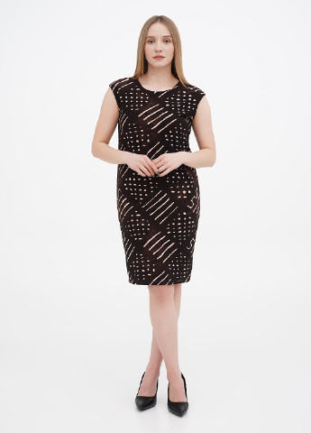 Коричневое кэжуал платье футляр Ralph Lauren с геометрическим узором