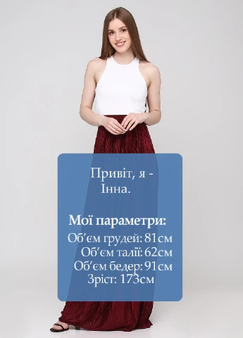 Бордовая кэжуал однотонная юбка NikTan плиссе