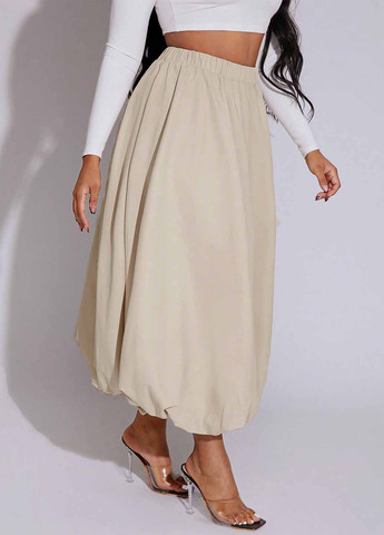 Кремовая вечерний, кэжуал однотонная юбка SHEIN баллон