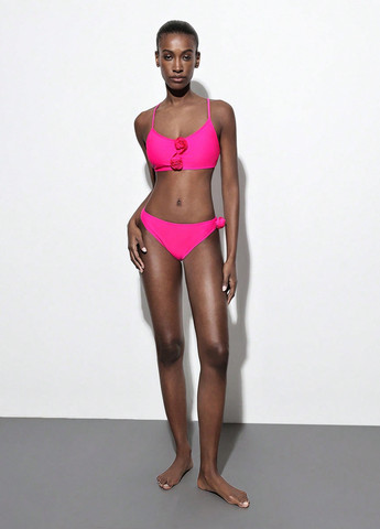 Фуксиновий (колору Фукія) літній купальник (ліф, трусики) топ, роздільний SHEIN