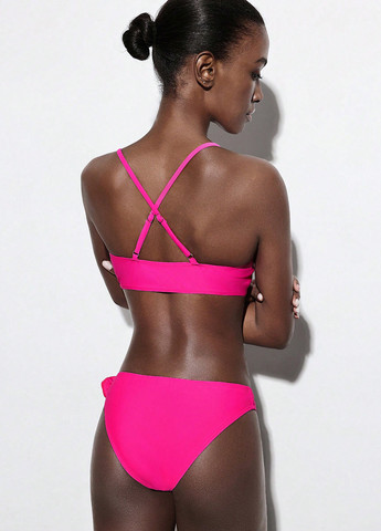 Фуксиновий (колору Фукія) літній купальник (ліф, трусики) топ, роздільний SHEIN