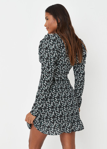 Чорна кежуал сукня на запах Missguided з квітковим принтом
