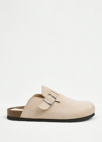 Светло-бежевые шлепанцы SHEIN без каблука с пряжкой
