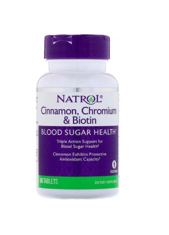 Микроэлемент Хром Cinnamon Chromium & Biotin 60 Tabs Natrol (253415495)
