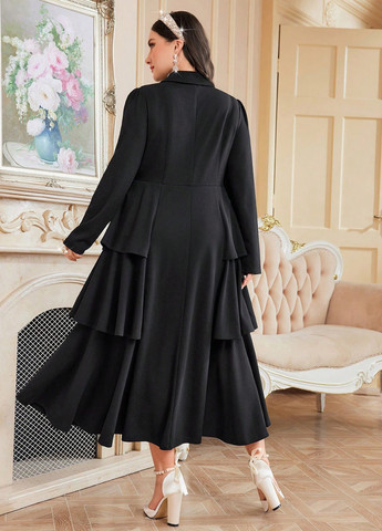 Чорна кежуал сукня кльош SHEIN з новорічним принтом