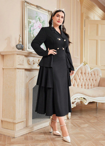 Чорна кежуал сукня кльош SHEIN з новорічним принтом