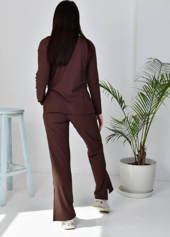 Женский трикотажный костюм кофта и брюки шоколадного цвета р.42/44 359148 New Trend (256030051)