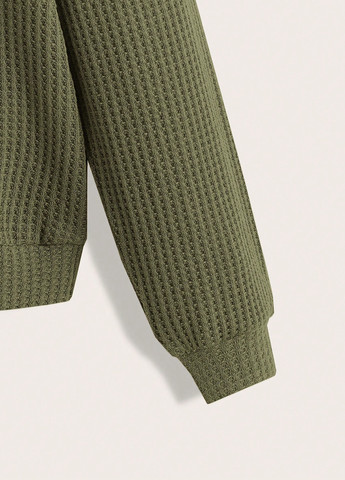 Оливковый свитшот SHEIN однотонный без декора (343353695)