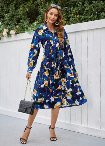 Комбінована кежуал сукня сукня-сорочка SHEIN з малюнком