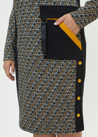 Сіро-коричнева ділова сукня A'll Posa з геометричним візерунком