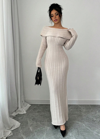 Молочна кежуал сукня сукня светр, з відкритими плечима SHEIN однотонна