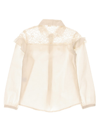 Белая однотонная блузка с длинным рукавом Breeze летняя