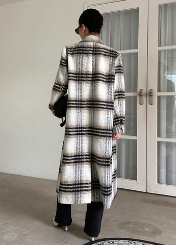 Комбинированное зимнее Пальто двубортное SHEIN