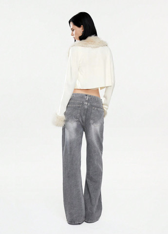 Кремовый демисезонный комплект (топ, кардиган) SHEIN