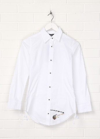 Белая кэжуал рубашка однотонная Puledro