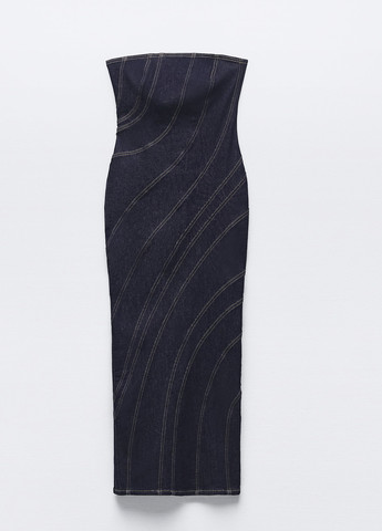 Темно-синя джинсова сукня Zara однотонна