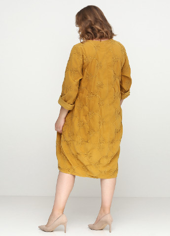 Желтое кэжуал платье с длинным рукавом New Collection однотонное