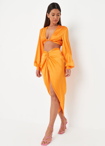 Оранжевая кэжуал однотонная юбка Missguided