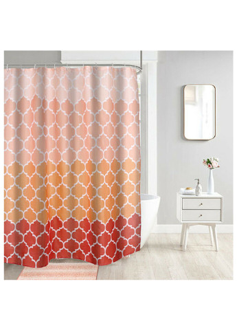Штора для ванной с геометрическим принтом персиковая с оранжевым Gradient 180 х 180 см Berni Home 59414 (252366615)