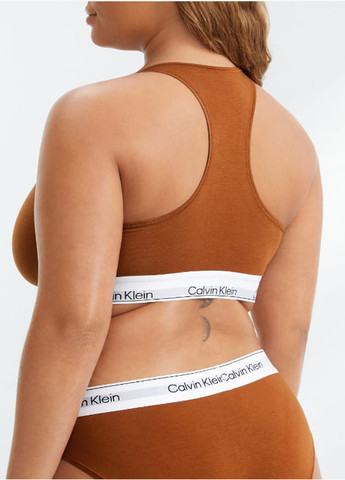 Коричневый топ бюстгальтер Calvin Klein без косточек трикотаж, хлопок