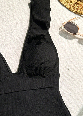 Черный демисезонный купальник слитный SHEIN