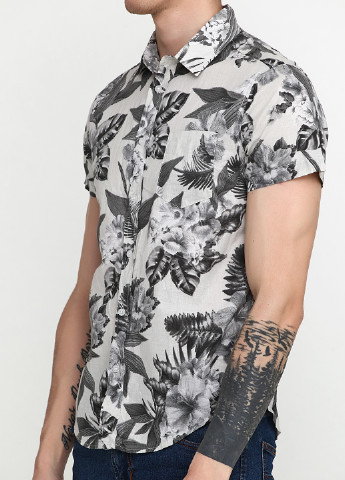 Серая кэжуал рубашка с рисунком Terranova с коротким рукавом