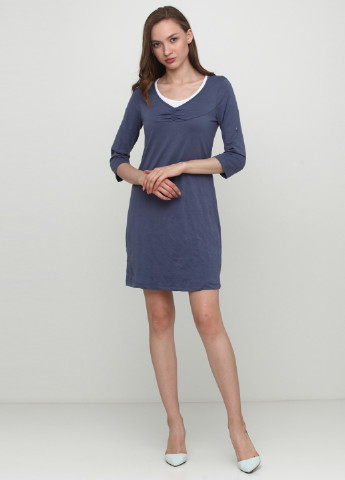 Серо-голубое кэжуал платье Aniston однотонное