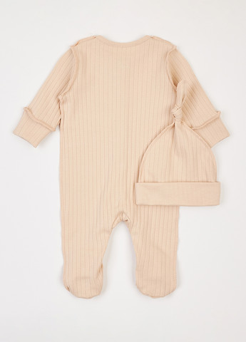 Бежевий демісезонний комплект (чоловічок, шапка) KRAKO