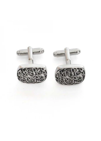 Запонки Черные С Серебристым Узором Handmade (255722178)