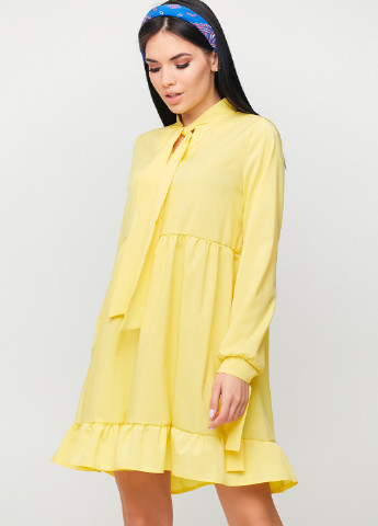 Желтое кэжуал платье а-силуэт Karree однотонное