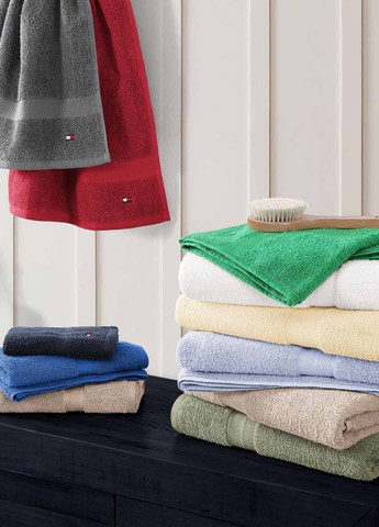 Полотенце (2 шт.), 68х39 см, 33х33 см Tommy Hilfiger однотонный синий