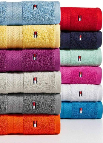 Полотенце (2 шт.), 68х39 см, 33х33 см Tommy Hilfiger однотонный синий