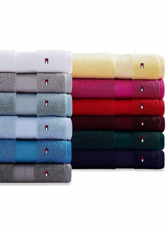 Полотенце (2 шт.), 68х39 см, 33х33 см Tommy Hilfiger однотонный синий