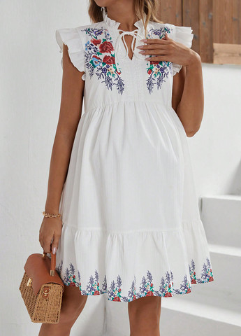 Белое кэжуал платье для беременных SHEIN с цветочным принтом