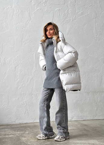 Світло-сірий зимній Пуховик No Brand