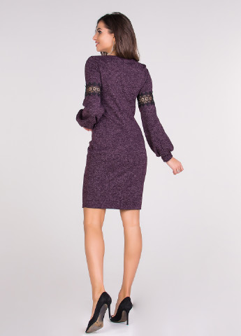 Фиолетовое кэжуал платье с длинным рукавом Olsa меланжевое