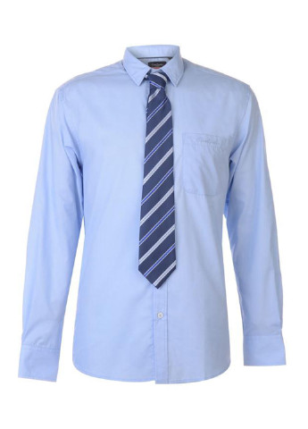 Голубой классическая рубашка с логотипом Pierre Cardin с длинным рукавом