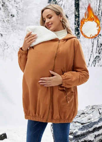 Коричнева зимня куртка для вагітних SHEIN