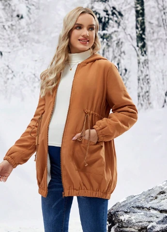Коричнева зимня куртка для вагітних SHEIN