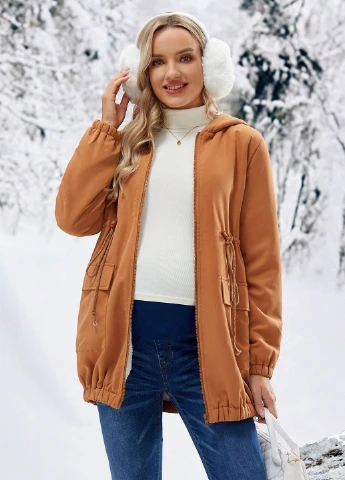 Коричнева зимня куртка для вагітних SHEIN